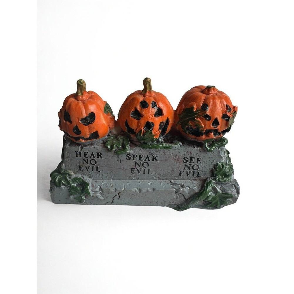 Lemax Spooky Town Pumpkins See No Evil Trio Halloween Village Figurine Retired